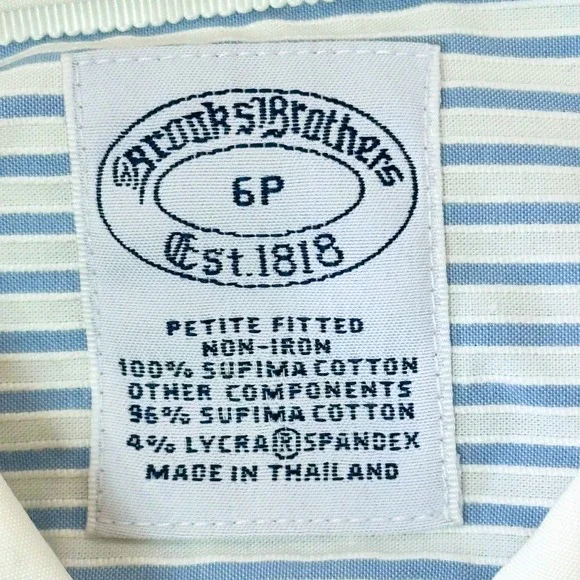 Brooks Brothers Cotton Striped Button-Down Shirt Blue White Contrast Collar 6P - Picture 3 of 7